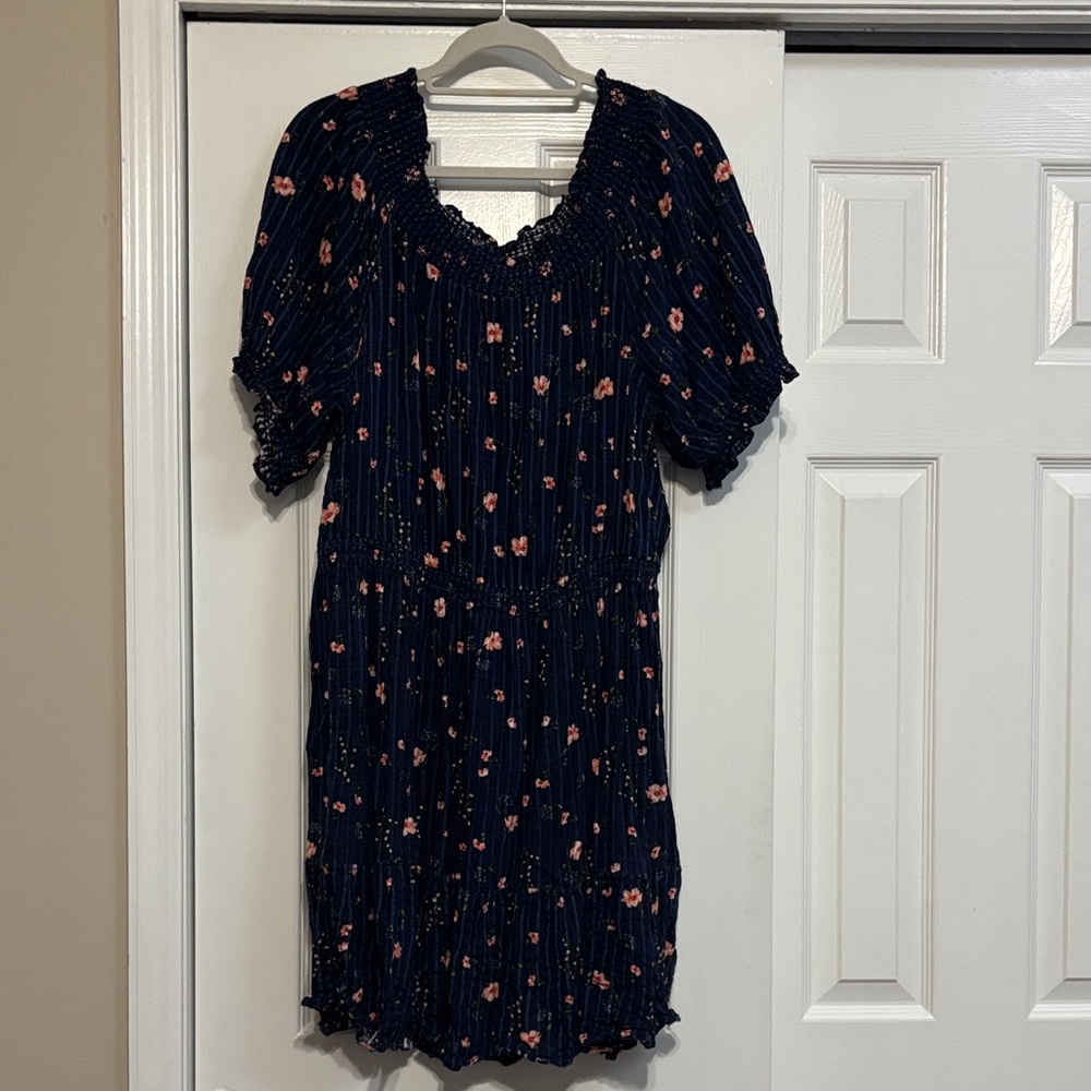 Old Navy Navy Blue Plaid Dress